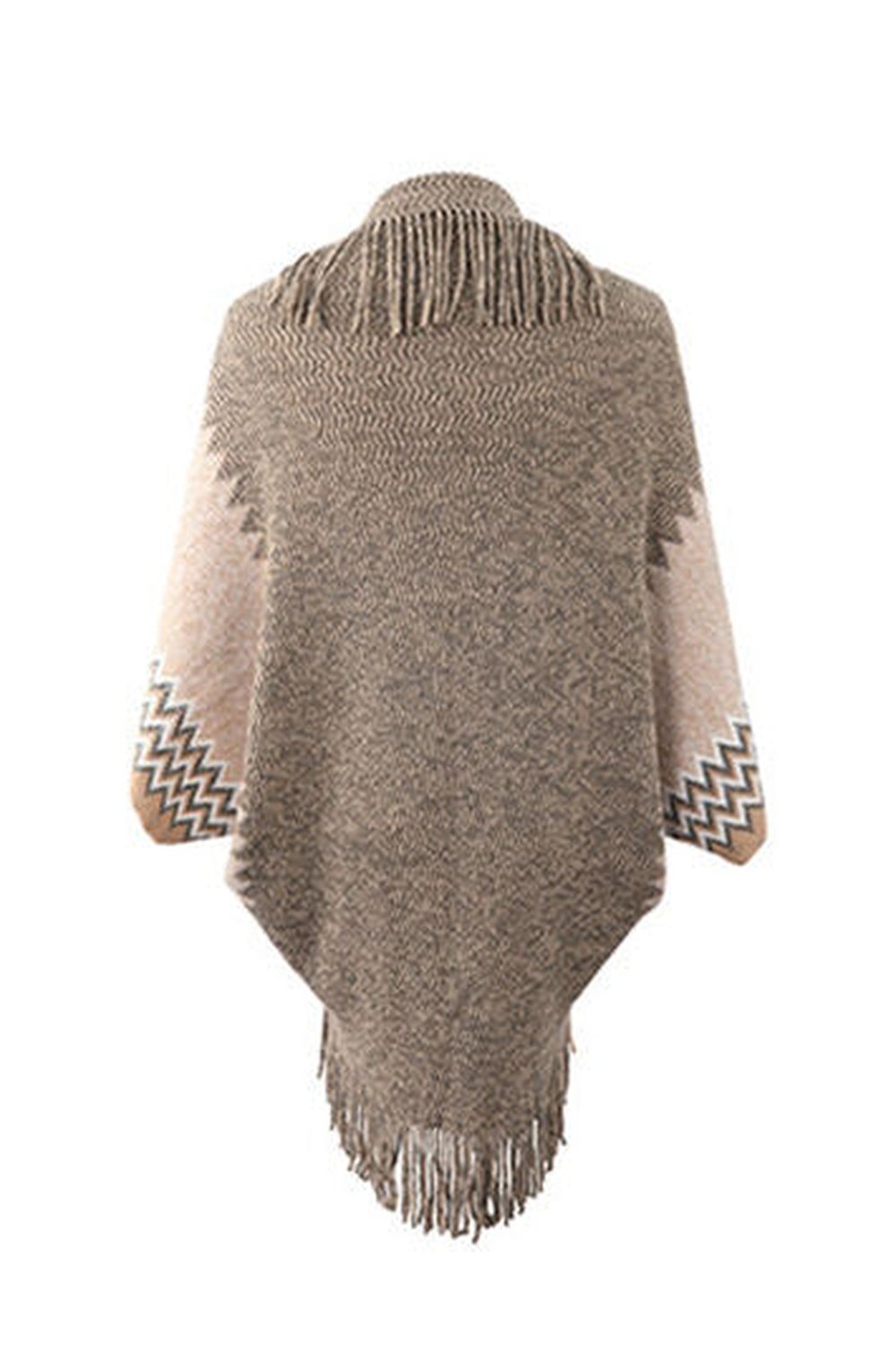 Geometric Fringe Open Front Cardigan