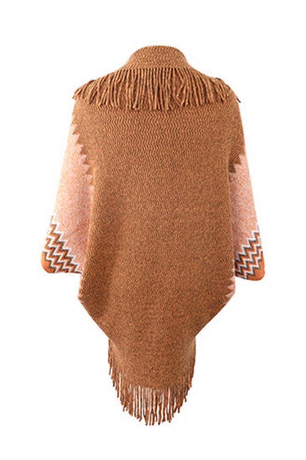 Geometric Fringe Open Front Cardigan