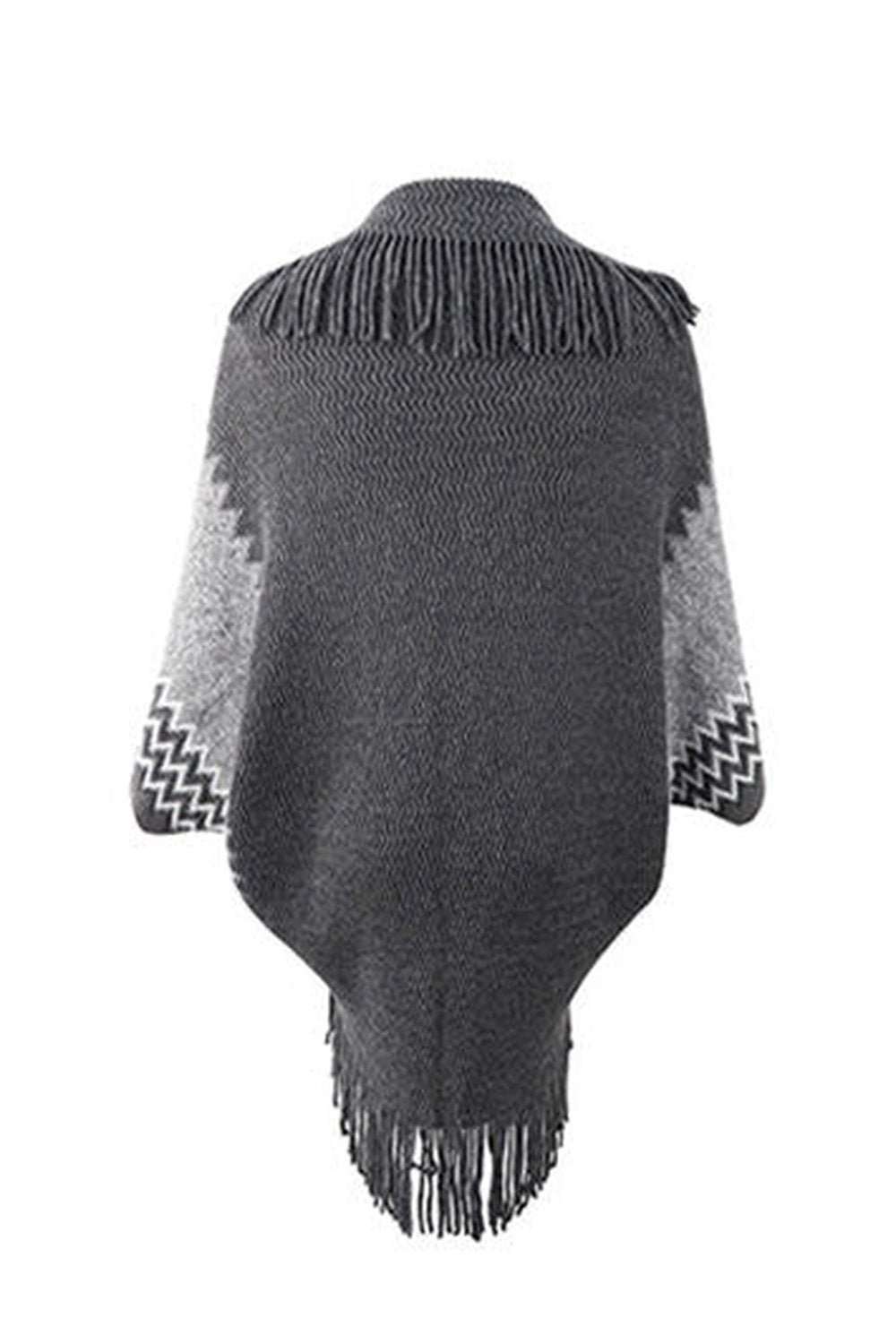 Geometric Fringe Open Front Cardigan