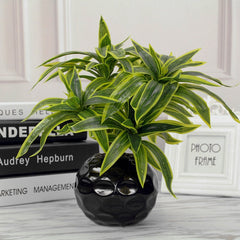 35CM 3 Fork Artificial Desktop Fake Plants Green Plastic Palm Tree Bunch Flower Material Office Living Room Christmas Home Decor