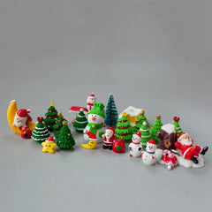 Miniature Christmas Tree Santa Claus Snowmen Gift Box Terrarium Accessories Fairy Garden Figurines Dollhouse Decor