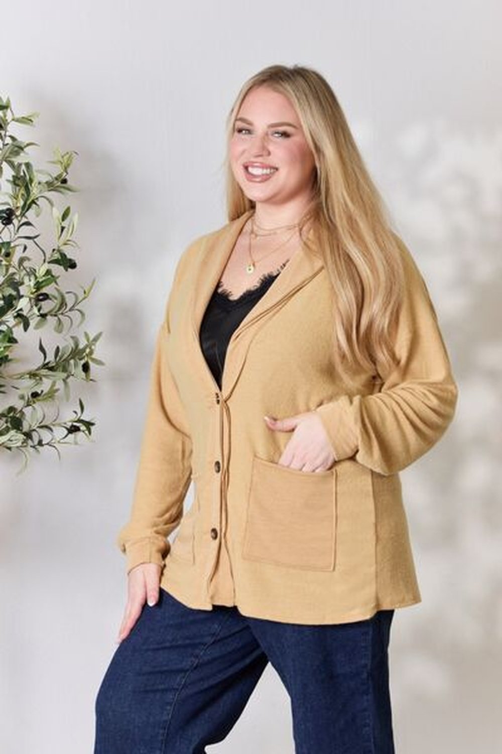 Heimish Full Size Button Up Long Sleeve Cardigan