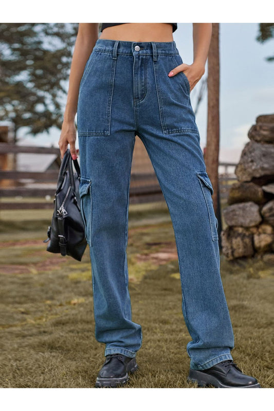 High Waist Cargo Jeans