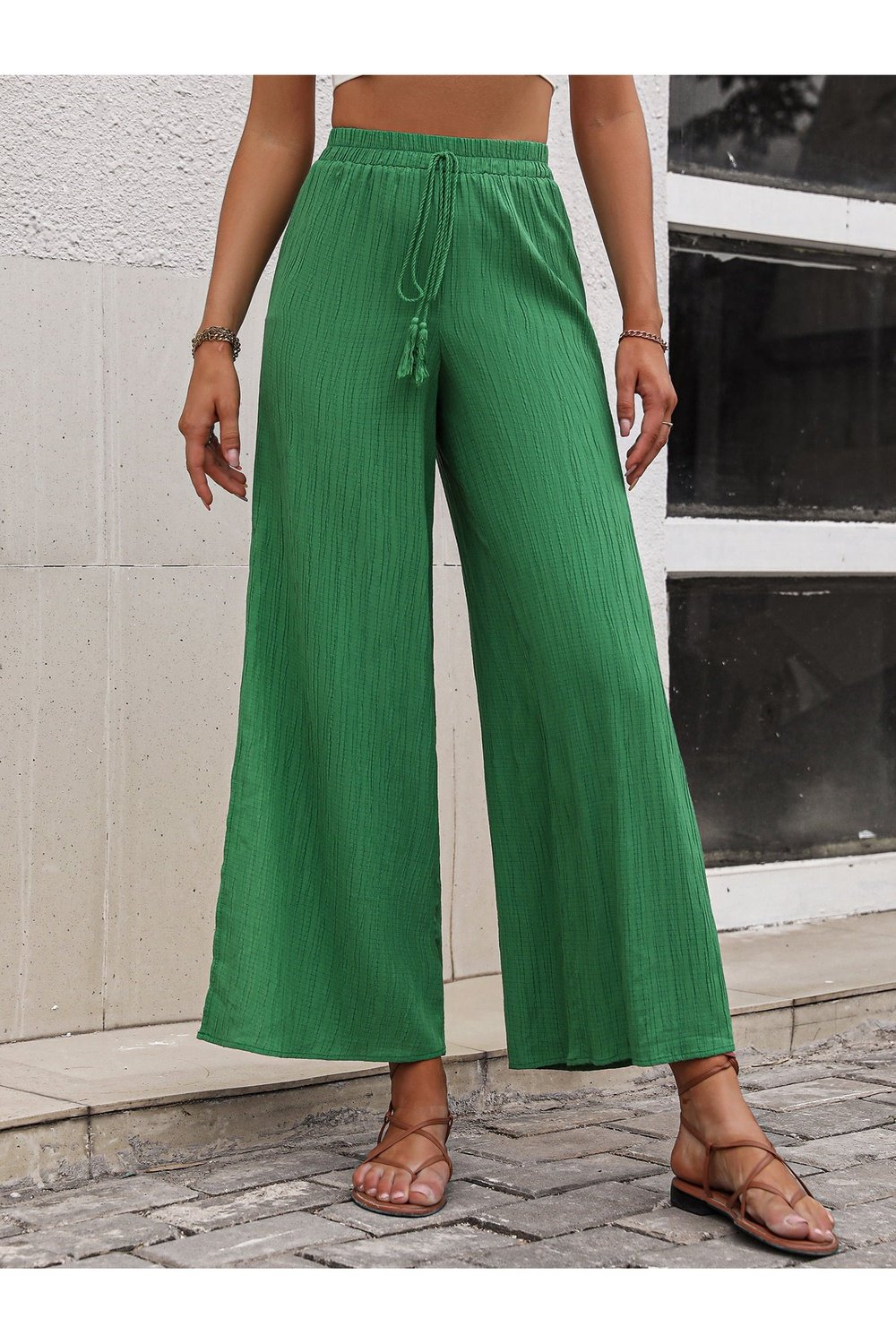 High Waist Slit Wide Leg Pants