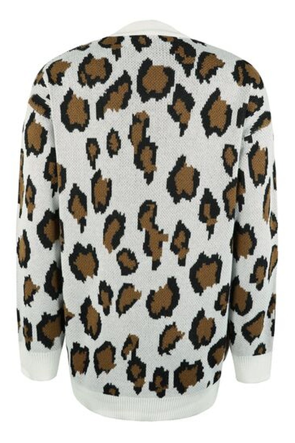 Leopard Open Front Dropped Shoulder Cardigan