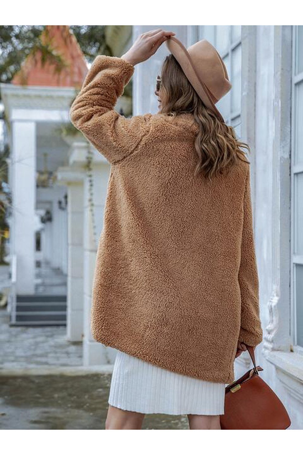 Long Sleeve Teddy Coat with Pockets