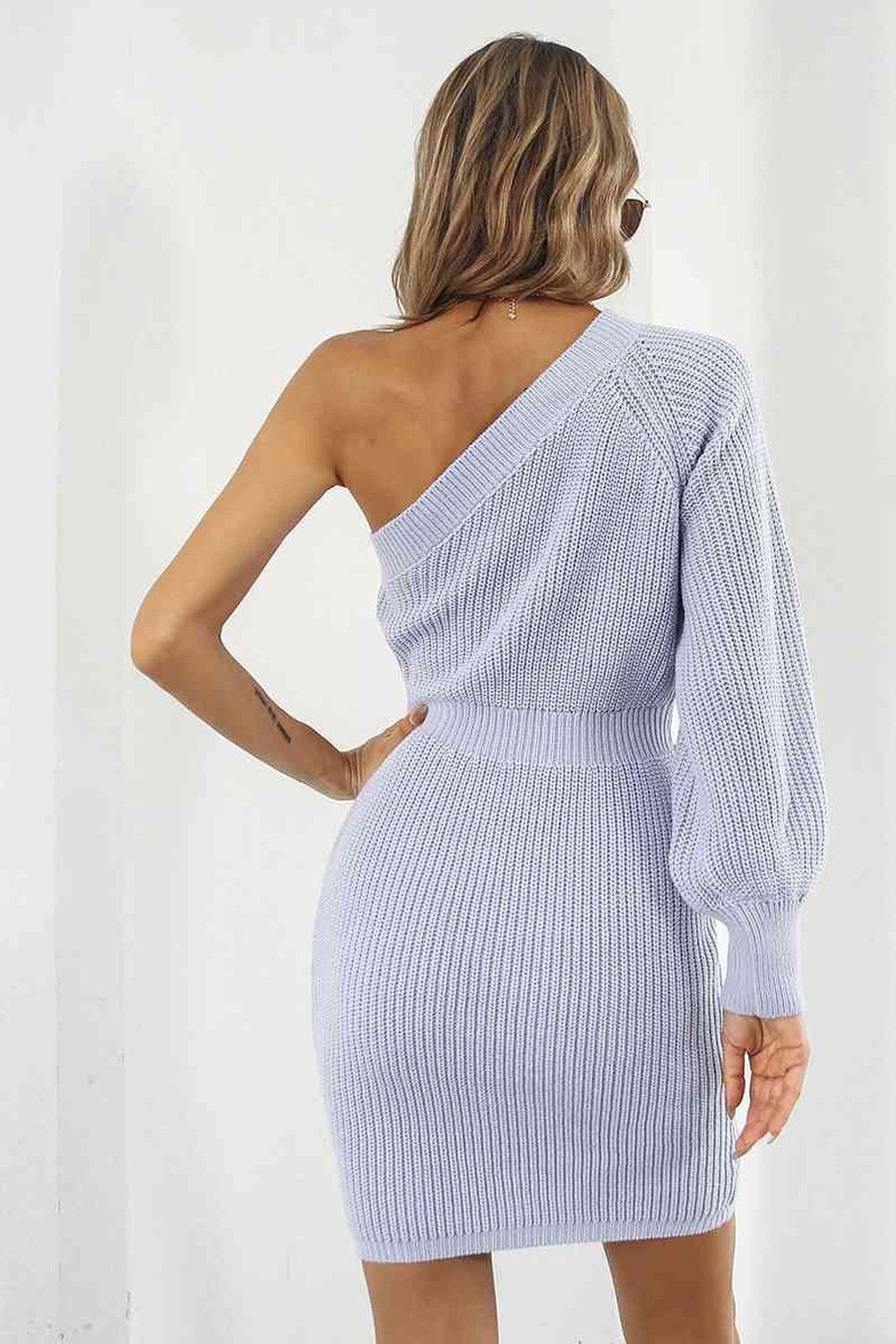 One-Shoulder Mini Sweater Dress