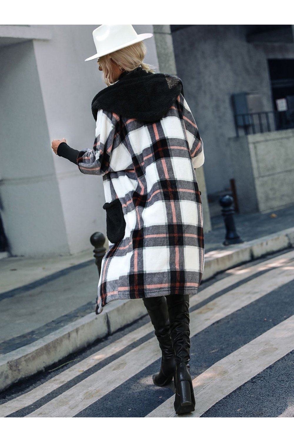 Plaid Button Down Hooded Jacket