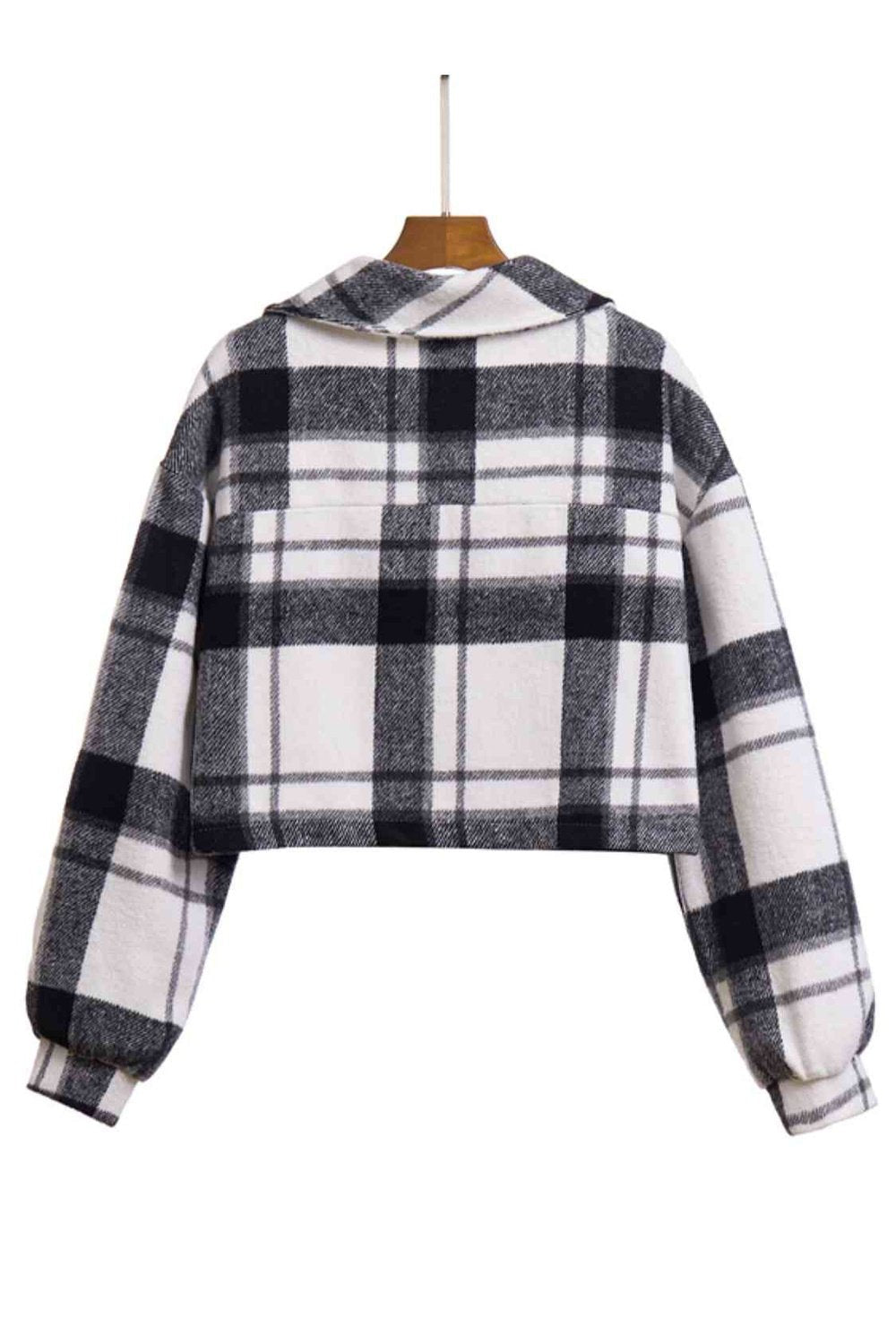 Plaid Button Front Jacket with Pockets