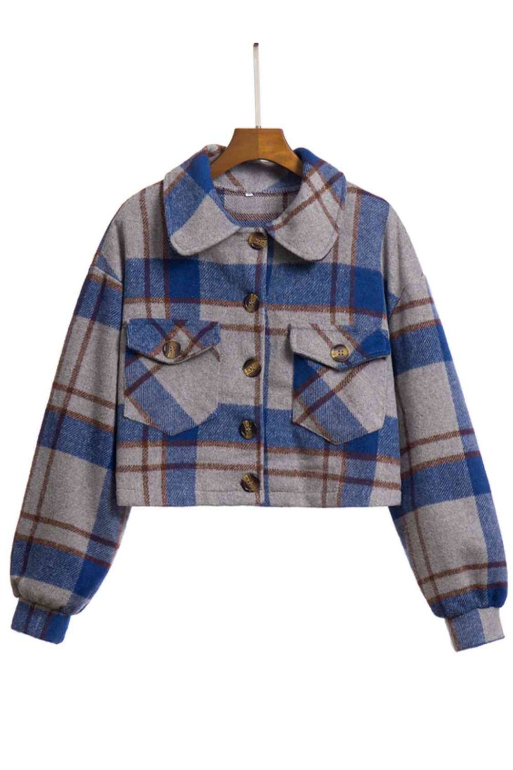 Plaid Button Front Jacket with Pockets