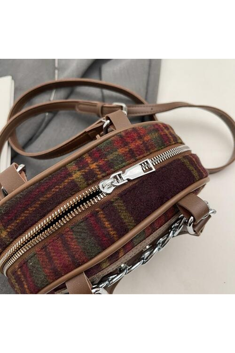 Plaid Print Crossbody Bag