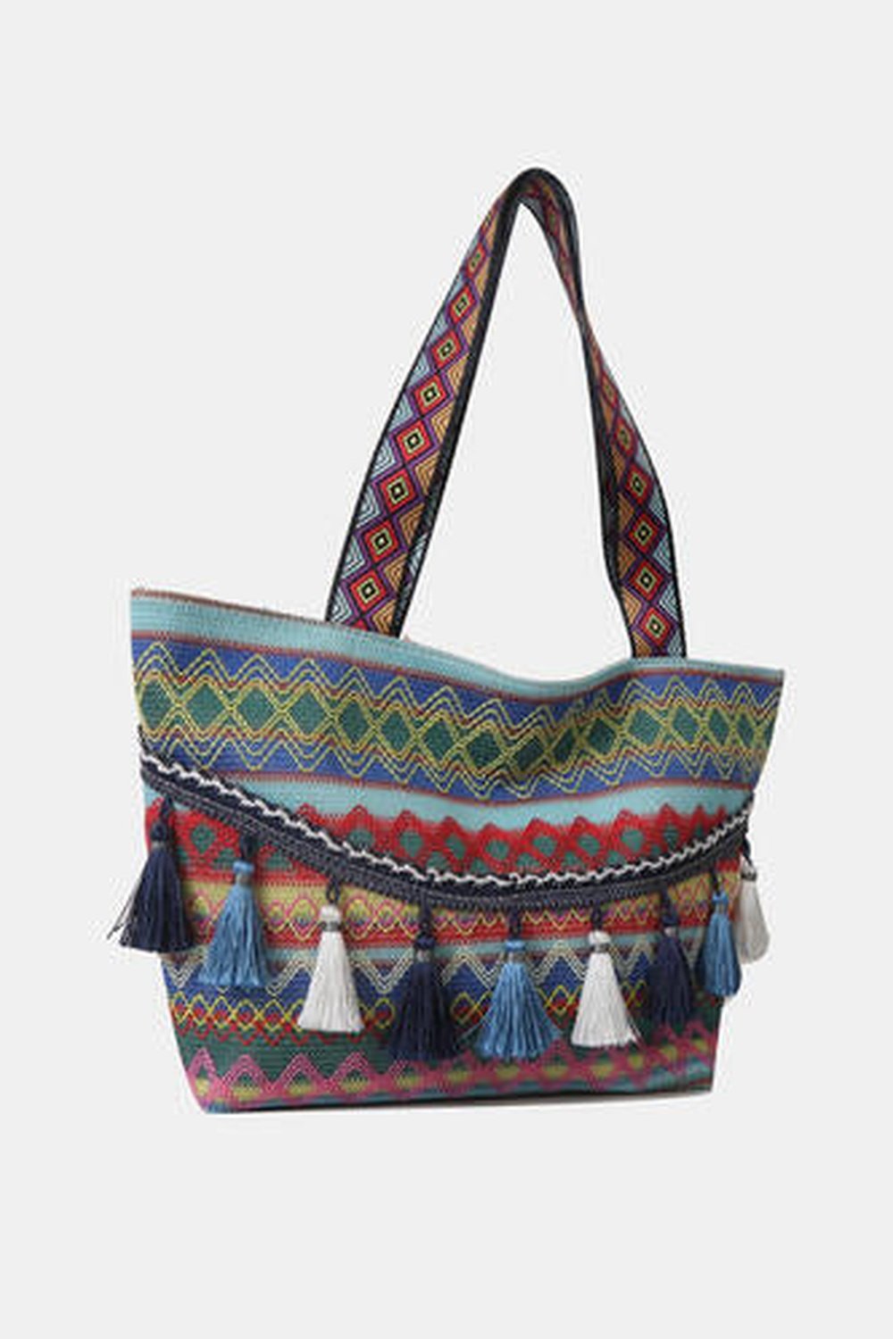 Printed Tassel Detail Tote Bag