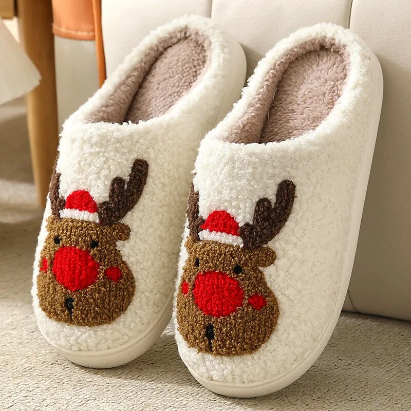 New Christmas Gifts Santa Claus Elk Slippers Cute Gingerbread Man Warm Cotton Slippers Men Women Hot Winter Home Cotton Slippers