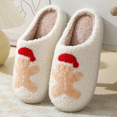 New Christmas Gifts Santa Claus Elk Slippers Cute Gingerbread Man Warm Cotton Slippers Men Women Hot Winter Home Cotton Slippers