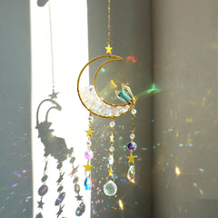 Moon Crystal Prism Stained Glass Ball Sun Catcher Rainbow Maker Home Window Garden Decor Light Catcher Christmas Gift