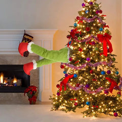 1pcs Christmas Festival Decoration Grinch Green Artificial Leg Tree Decoration Santa Claus Elf Leg Christmas