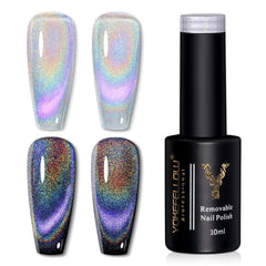 Rainbow Cat Eye Magnetic Gel Polish Semi Permanent Holographic Reflective Nail Varnish DIY Christmas New Year Nails