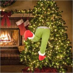 1pcs Christmas Festival Decoration Grinch Green Artificial Leg Tree Decoration Santa Claus Elf Leg Christmas