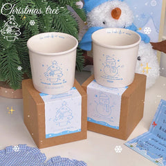 Original Christmas Cup Hand Drawn Snowman Ceramic Mark Breakfast Coffee Cup Christmas Gift Box for Girls Gift Cup