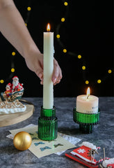 Red Mini Glass Candle Holders Taper Candle Stand Small Tealight Candle Holder Candlestick Holder Christmas Decor Green Glass