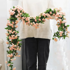Artificial Flowers Rose Vine Hanging Silk Flower Garland for Garden Party Wedding Decor Home Christmas Decoration Fake Flower