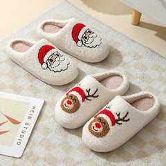 New Christmas Gifts Santa Claus Elk Slippers Cute Gingerbread Man Warm Cotton Slippers Men Women Hot Winter Home Cotton Slippers