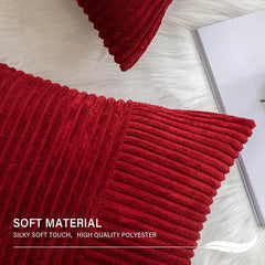 2PCS 30X50cm 45x45cm 50x50cm Pillowcase Corduroy Throw Cushion Covers Striped Patchwork Christmas Red Cuscini Divano