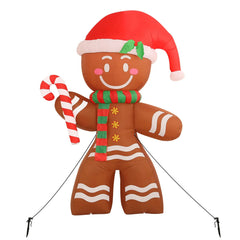 Christmas Inflatables 2.2m Gingerbread Man with Built-in LED Decoration for Xmas Party Indoor Outdoor Yard LED Lights Illuminate