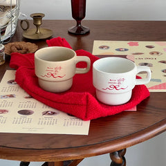 Original Homemade Christmas and New Year Gift Red Bow Ceramic Coffee Cup Mug