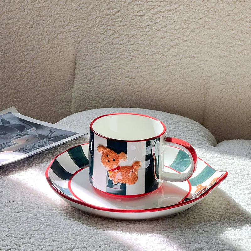 Mug Designer hand-painted birthday dog ceramic coffee mug set High appearance level cup Christmas gift birthday