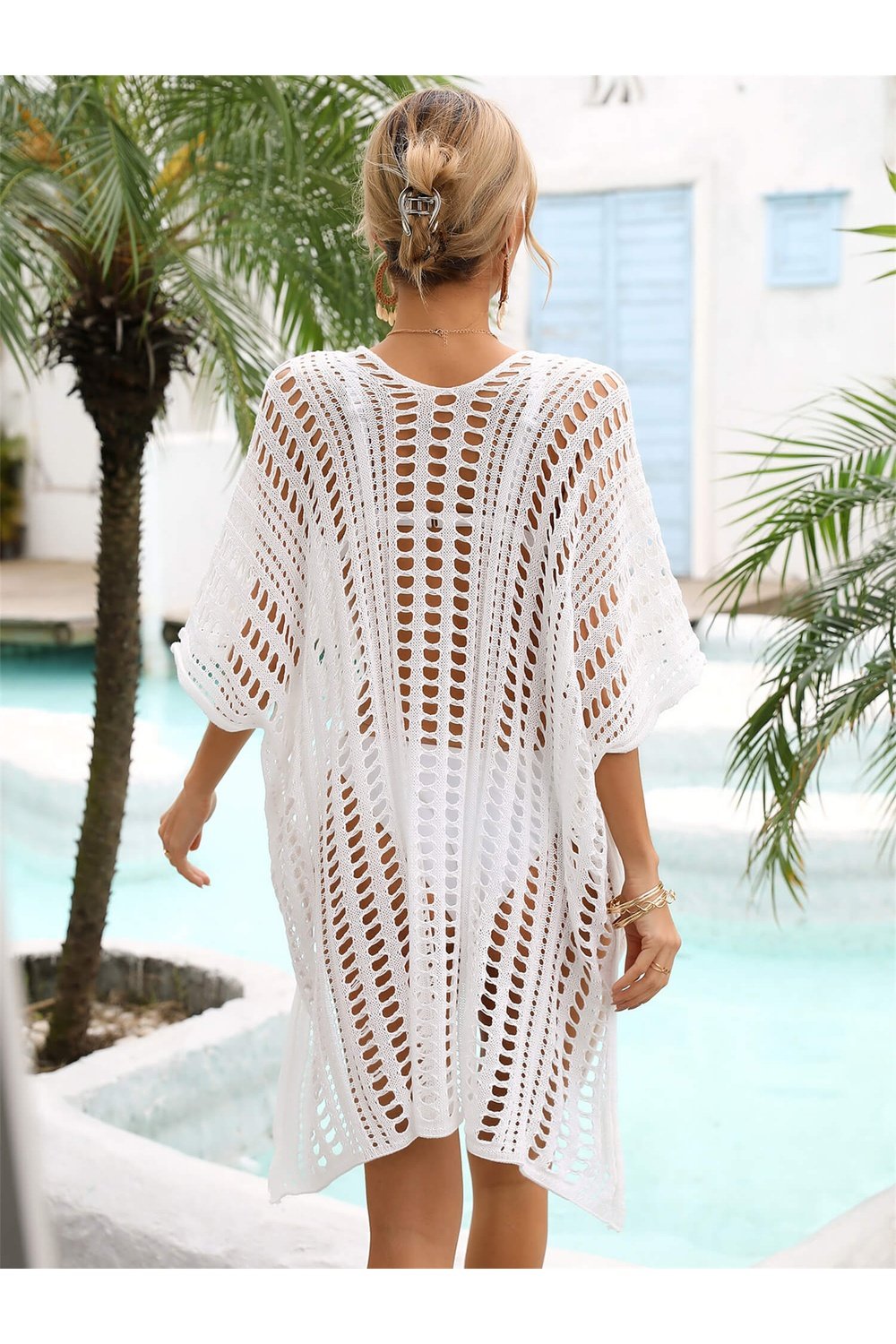 Side Slit Dolman Sleeve Cover-Up