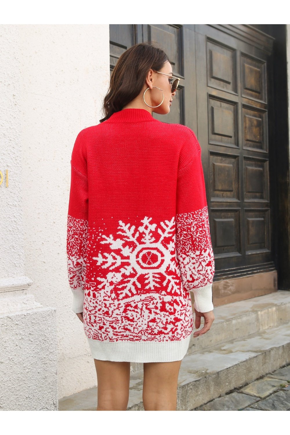 Snowflake Pattern Sweater Dress