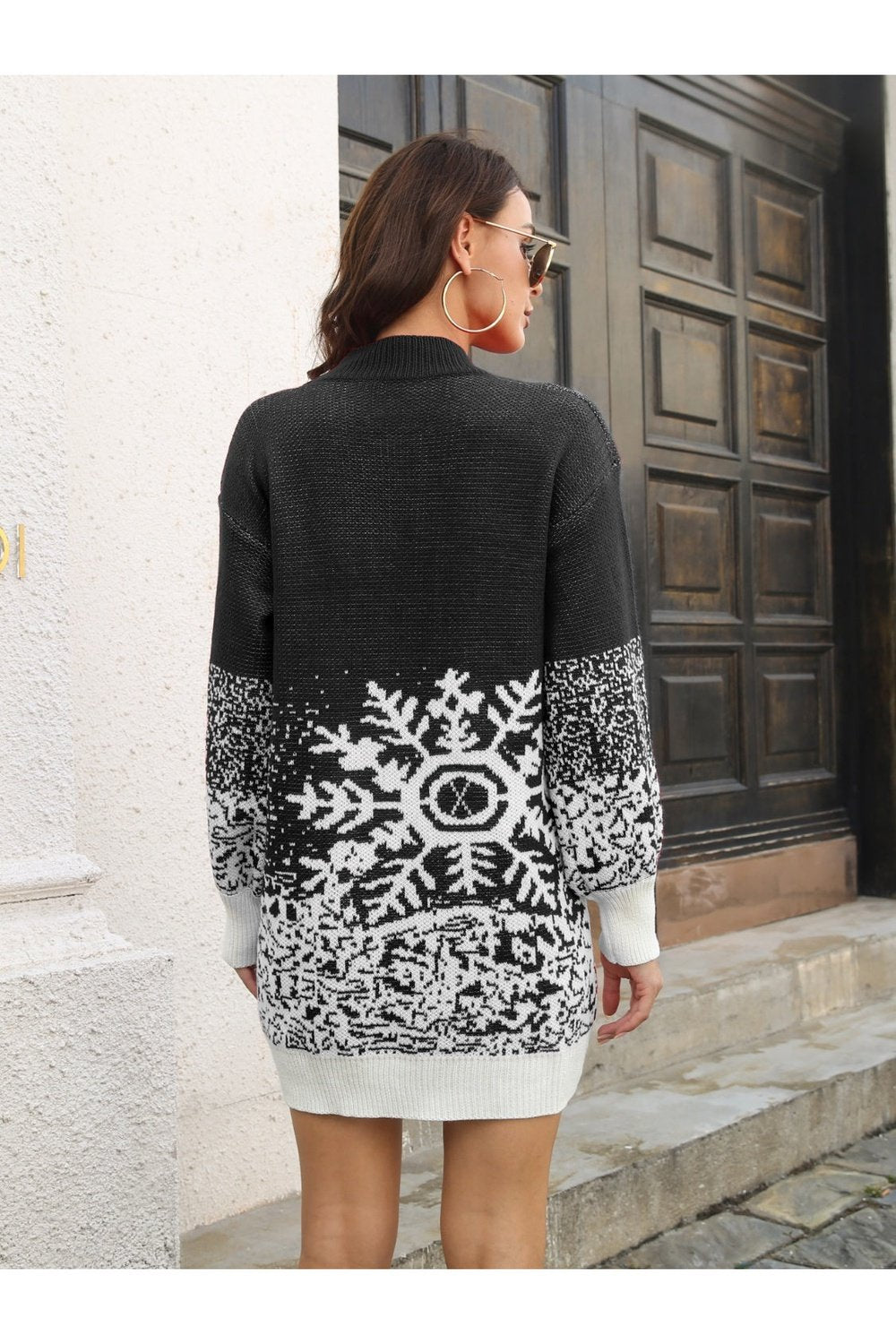 Snowflake Pattern Sweater Dress