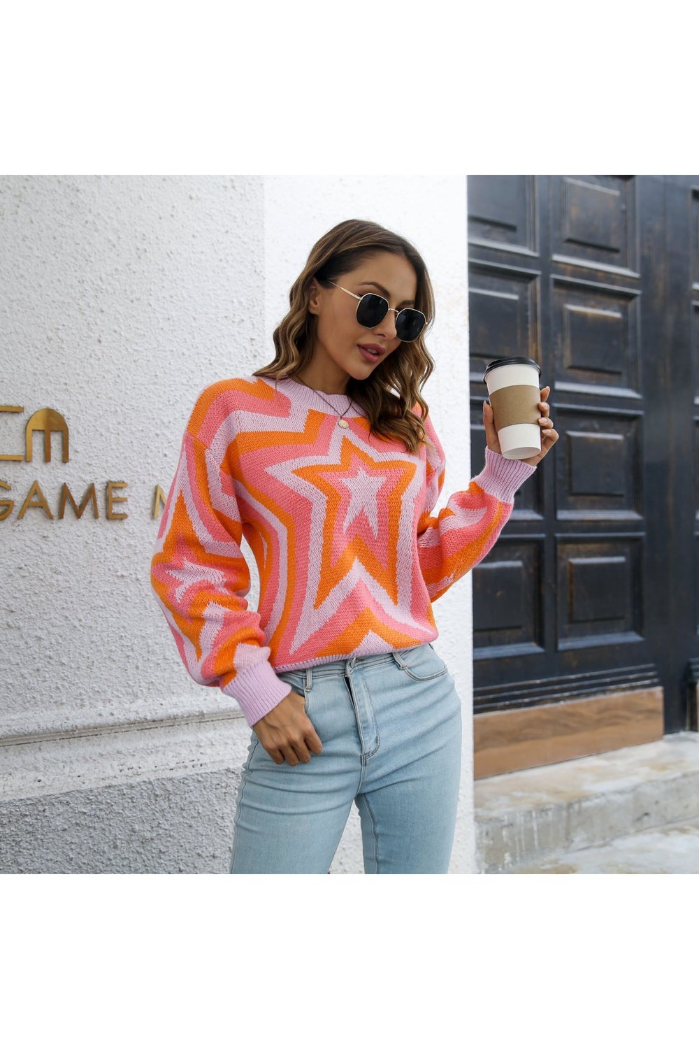 Star Dropped Shoulder Sweater