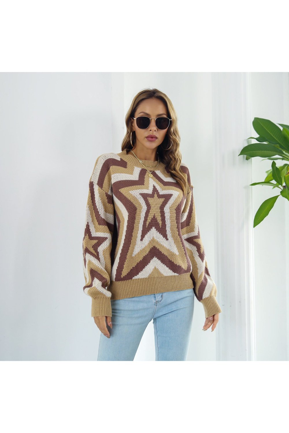 Star Dropped Shoulder Sweater