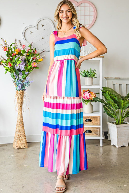 Striped Sleeveless Maxi Dress