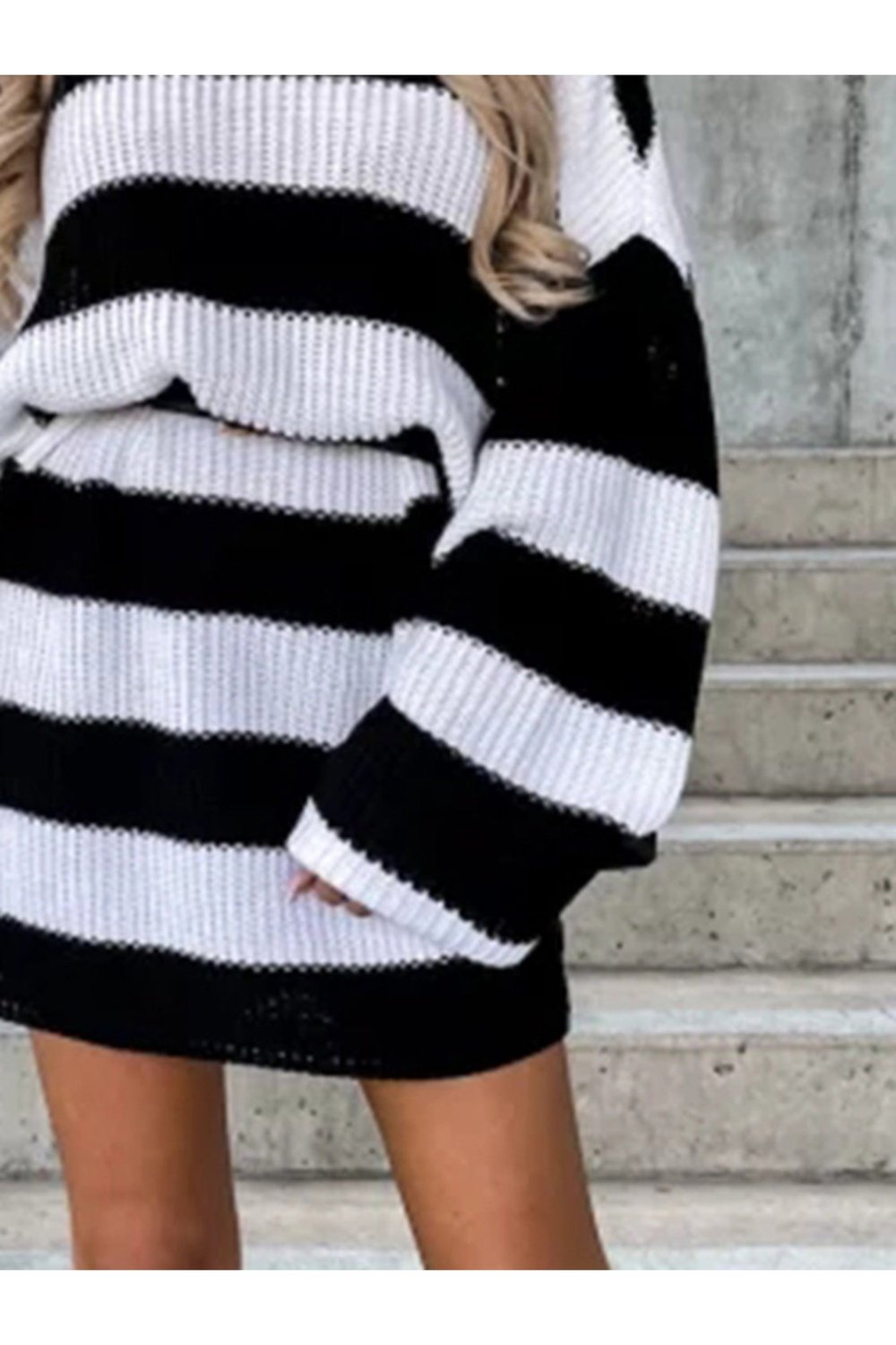 Striped Turtleneck Sweater Dress