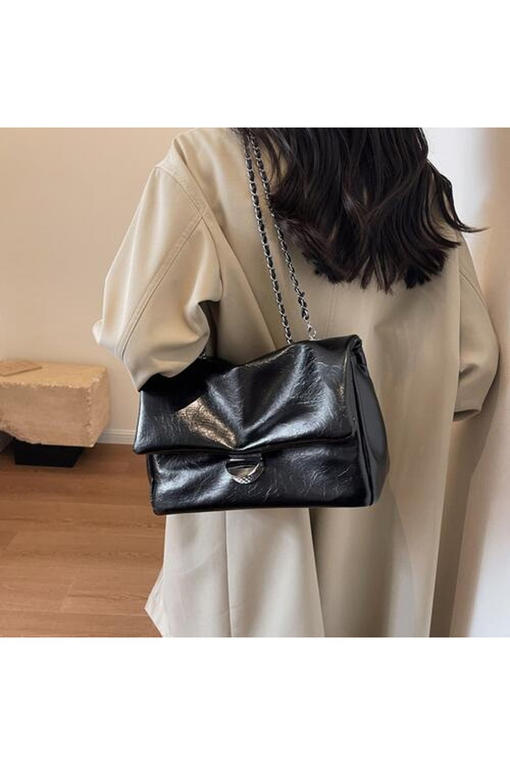 Textured PU Leather Shoulder Bag