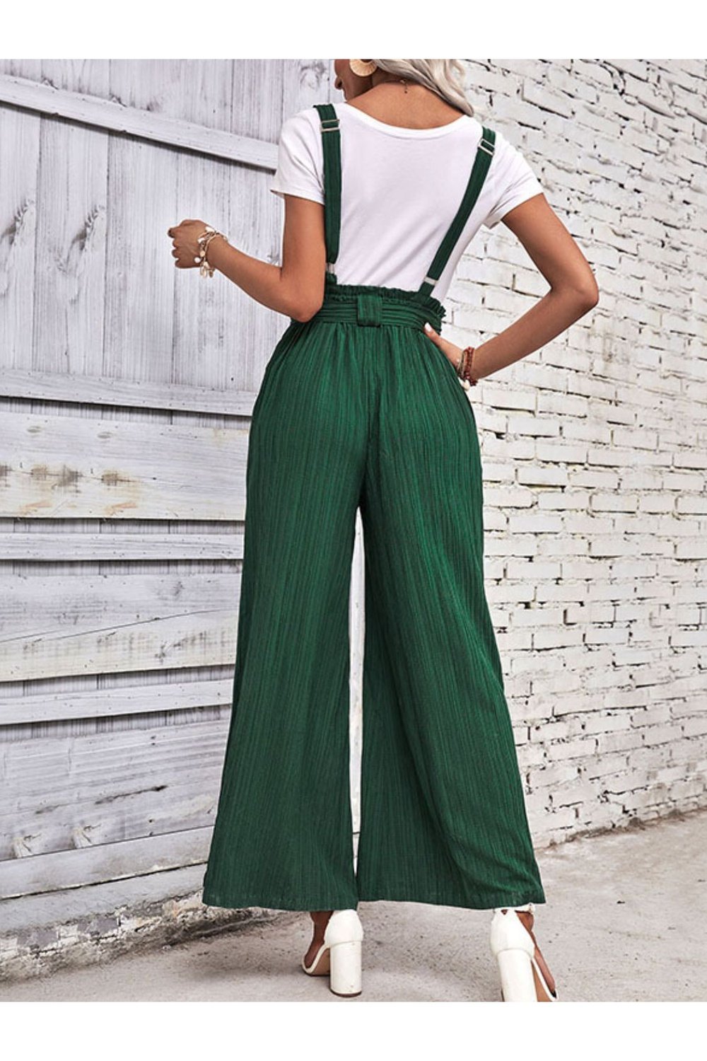 Tie Belt Wide Leg Overalls