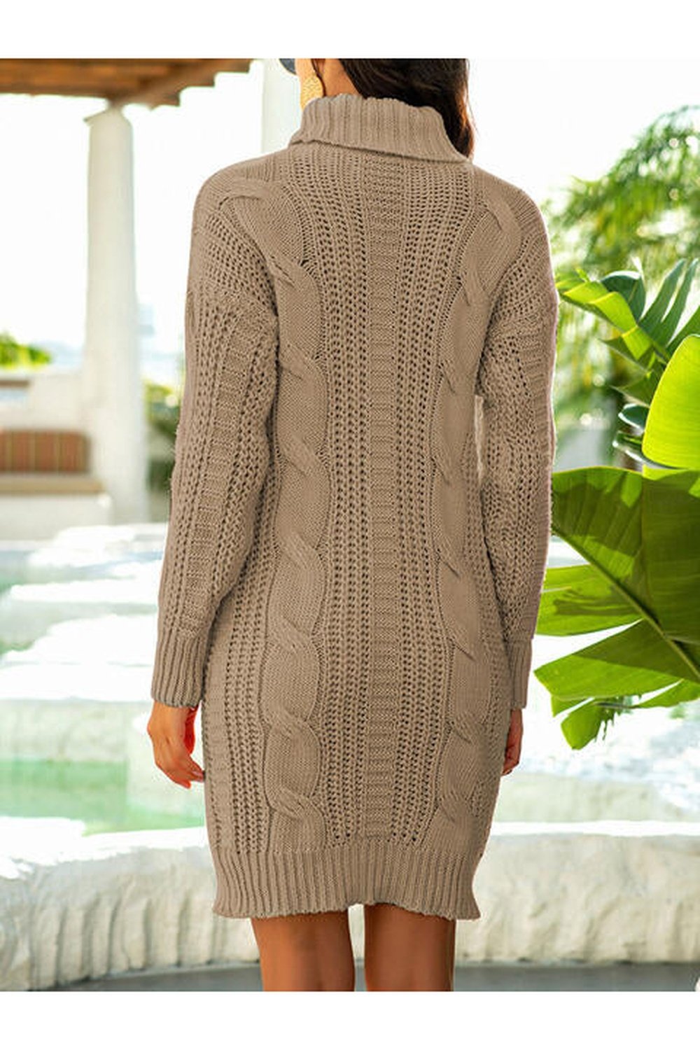 Turtleneck Ribbed Sweater Dress