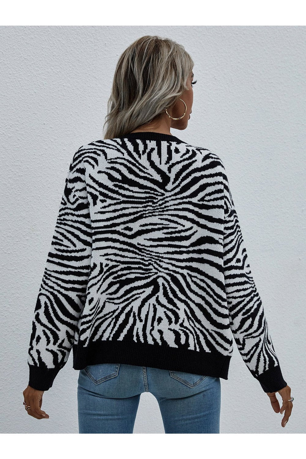 Zebra Print Button Down Cardigan