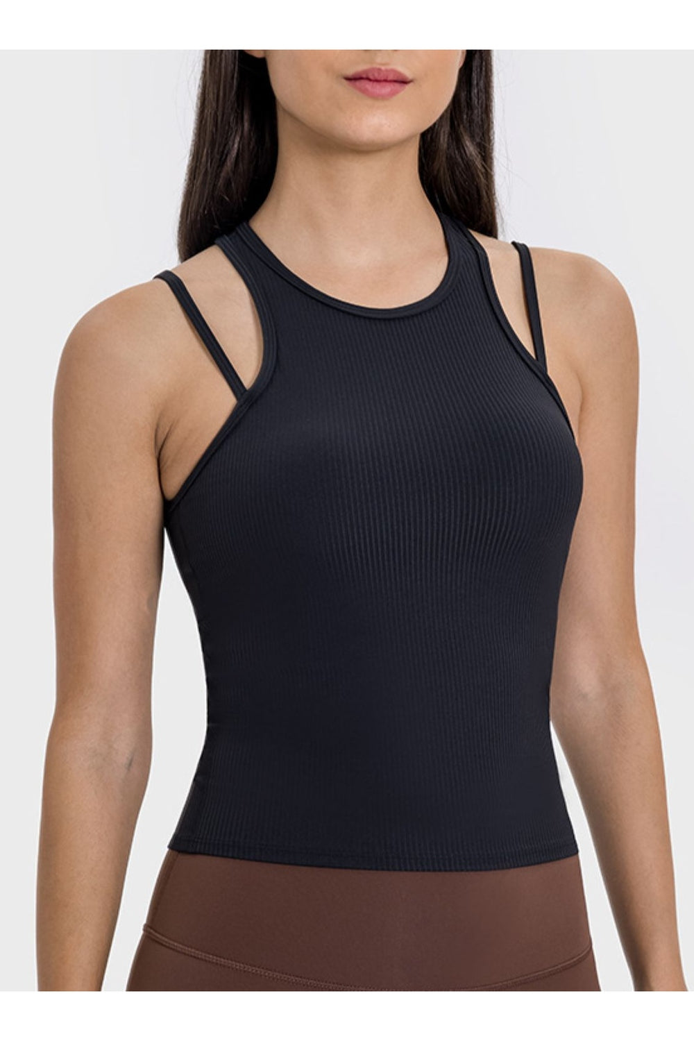 Millennia Cutout Round Neck Racerback Active Tank