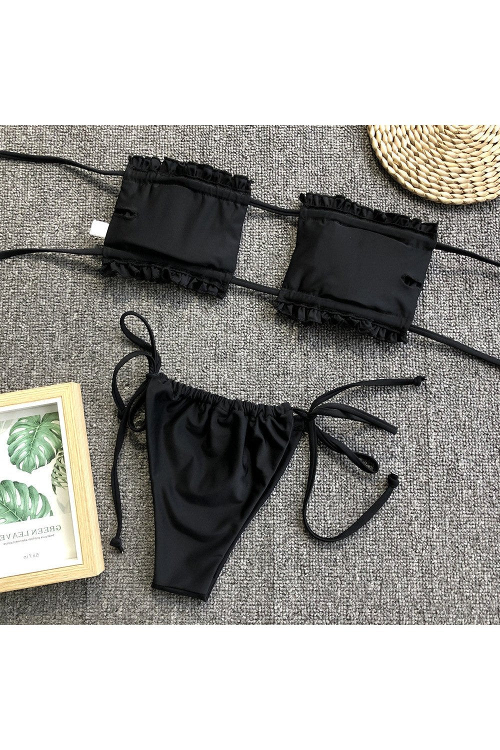 Frill Trim Ruched Bikini Set