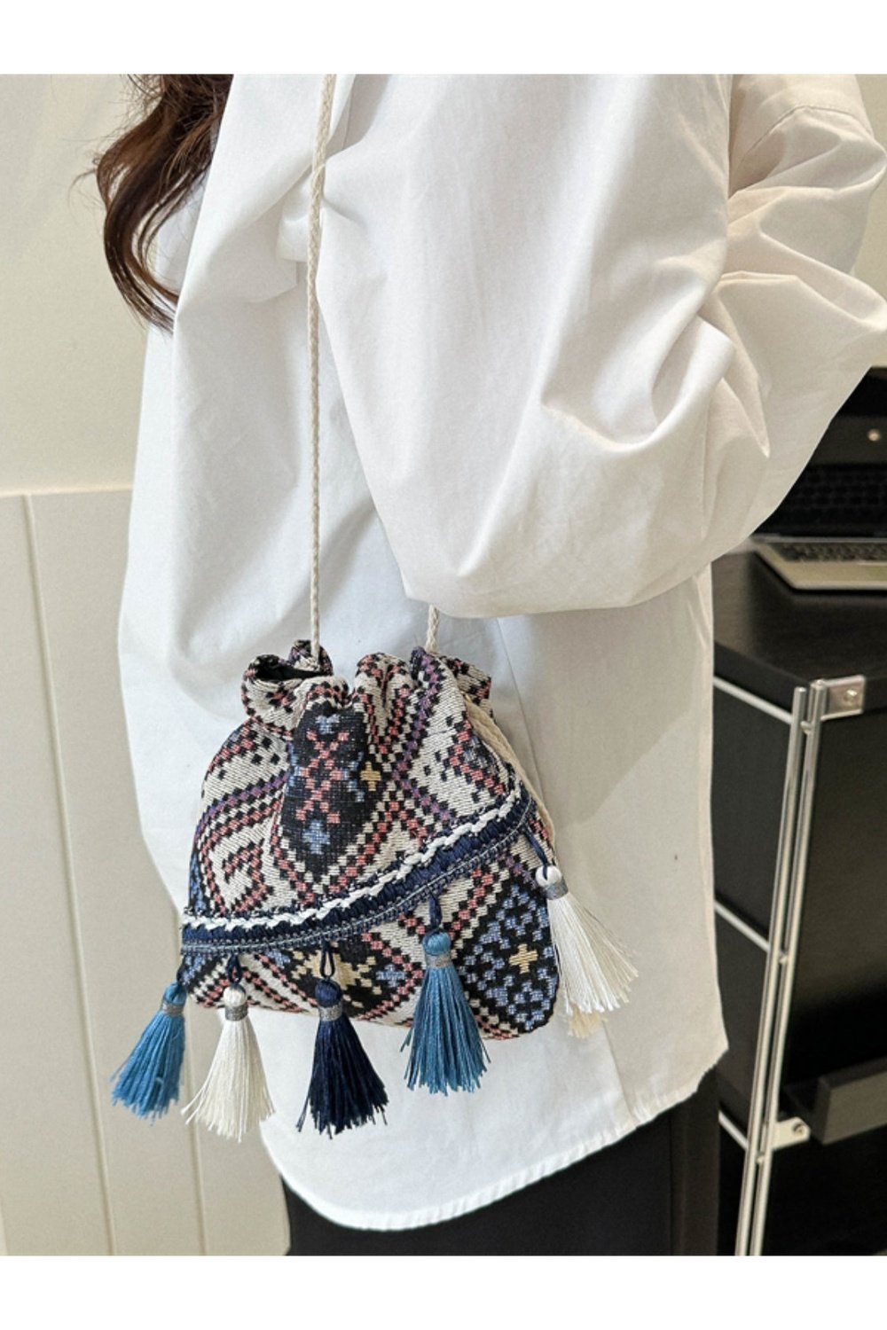 Tassel Spaghetti Strap Shoulder Bag