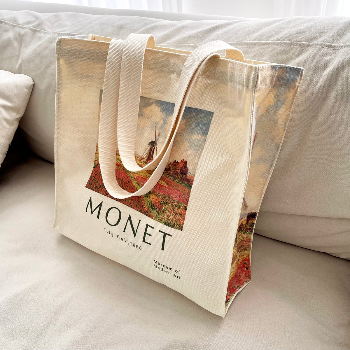 Monet Tulip Portable One-shoulder Large-capacity Canvas Bag