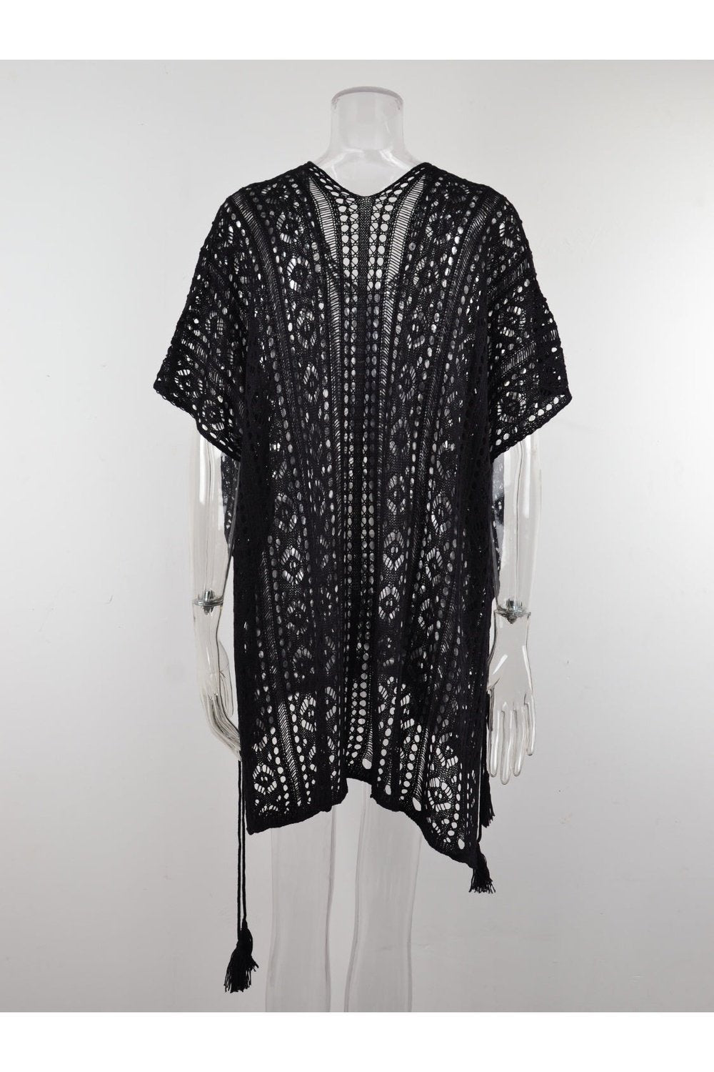 Cutout V-Neck Cover-Up with Tassel