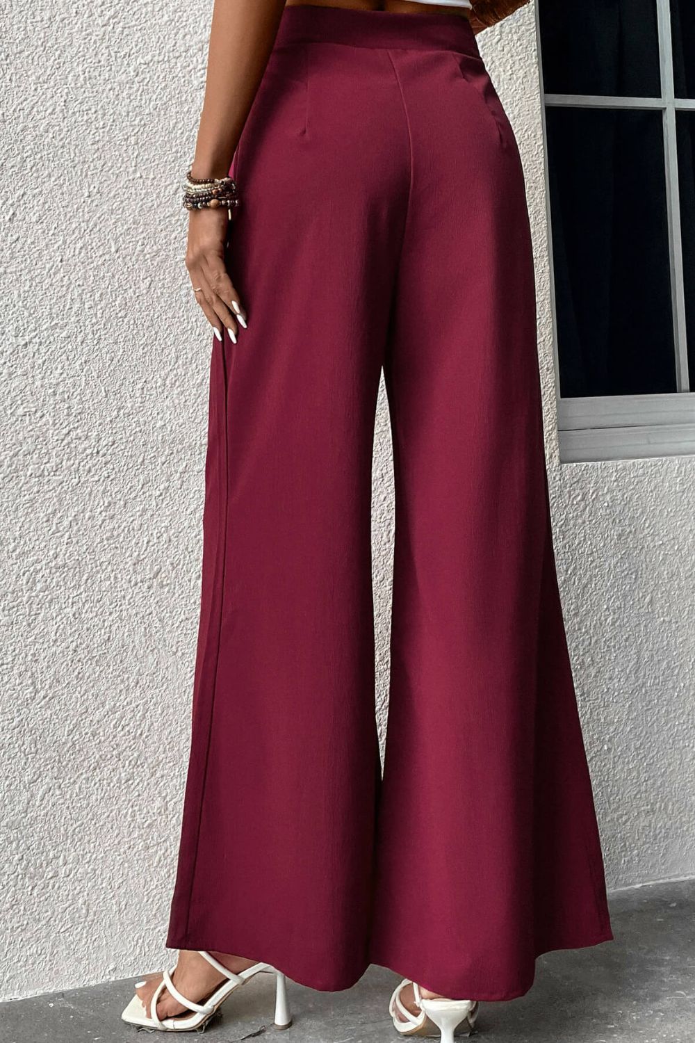 Perfee Tie Front Wide Leg Pants