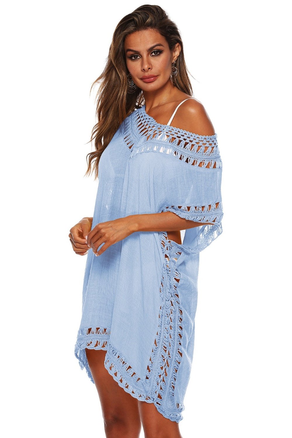 Cutout V-Neck Short Sleeve Cover-Up