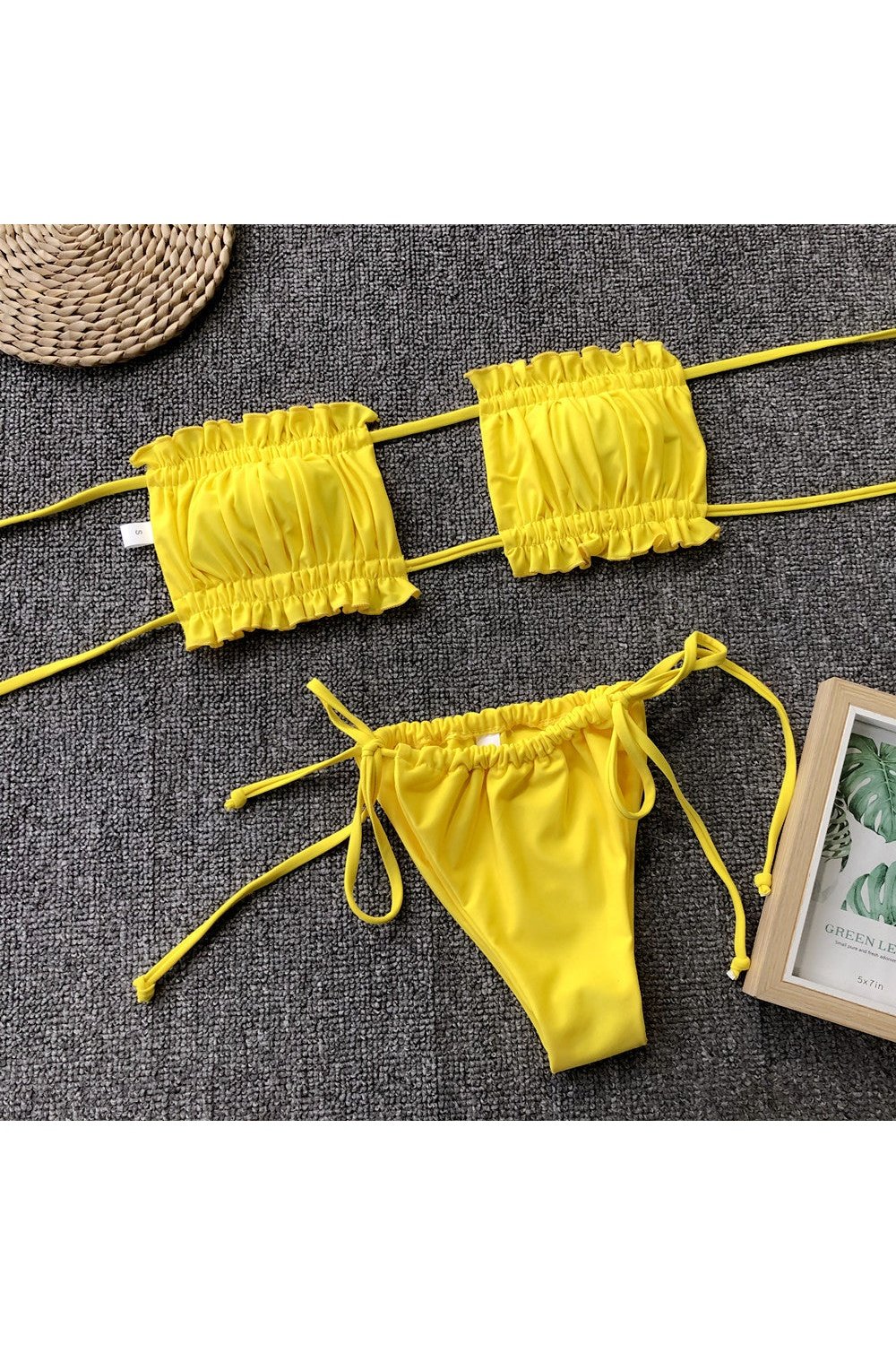 Frill Trim Ruched Bikini Set