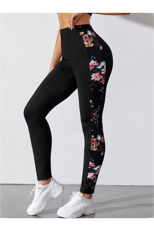 Floral Print Wide Waistband Pants